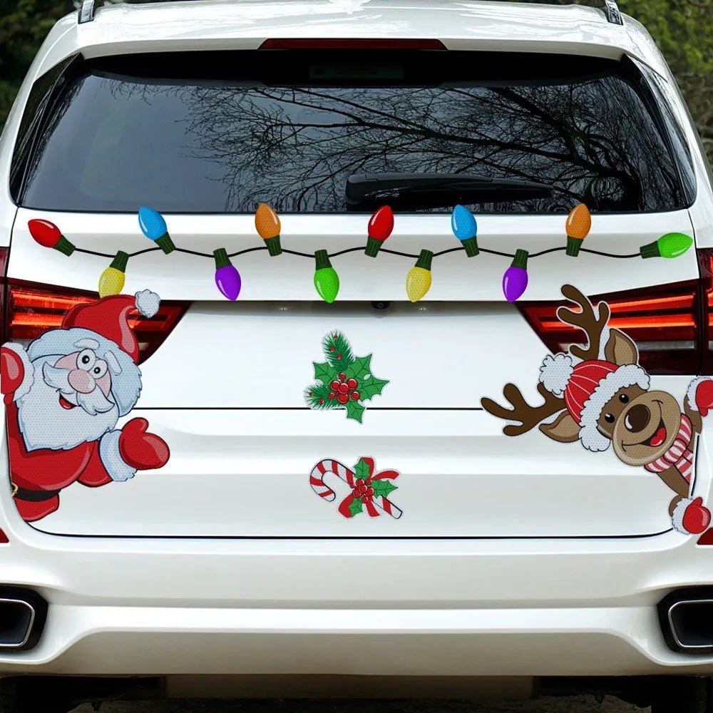 Christmas elk cartoon design reflective magnetic sticker in medium size