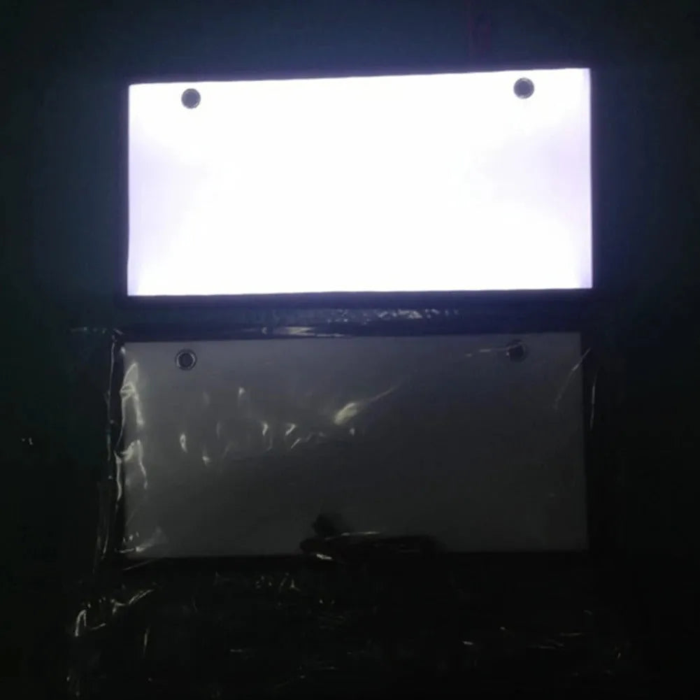 Two plastic LED light bars for truck licence plate illumination, showing uniform soft white light.