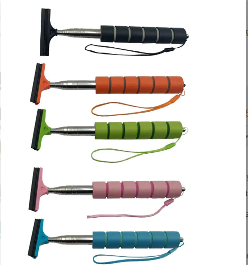 Retractable car rearview mirror wiper with stainless steel frame in multiple colour options