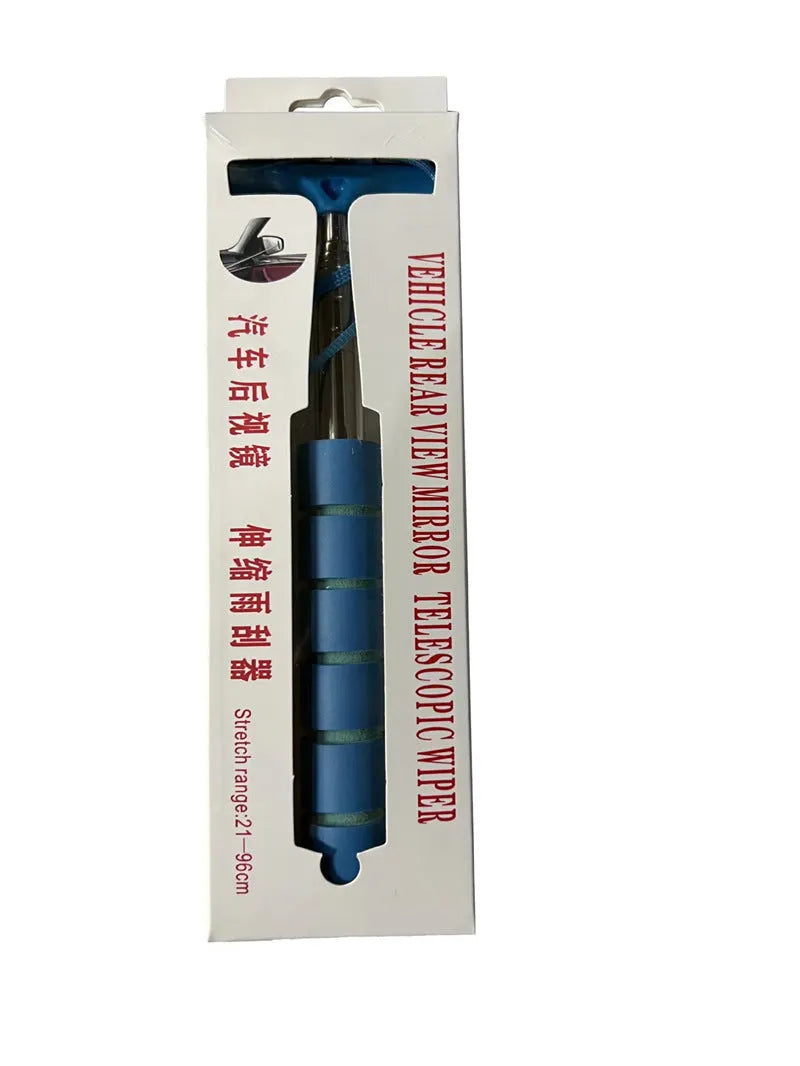 Retractable car rearview mirror wiper with stainless steel frame in multiple colour options