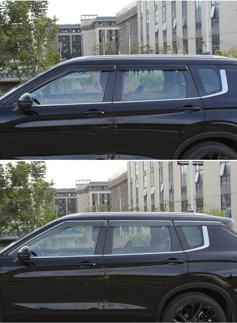 2023 Mitsubishi Outlander window deflectors in black and translucent engineering plastic