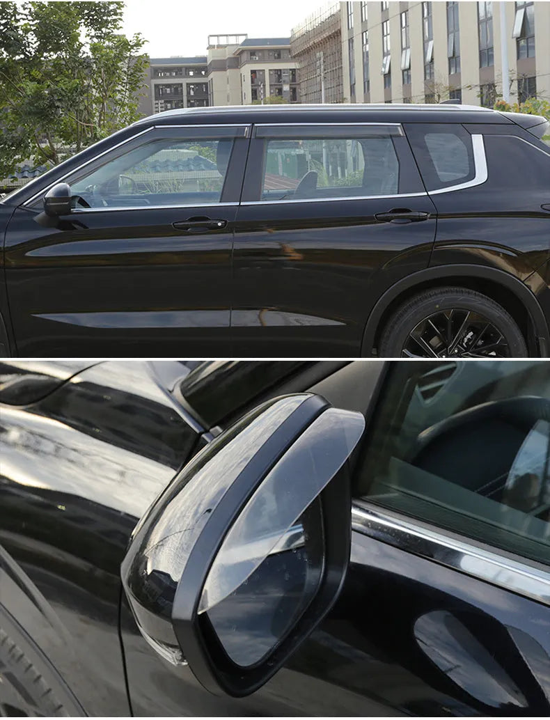 2023 Mitsubishi Outlander window deflectors in black and translucent engineering plastic