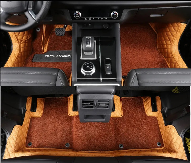 Custom floor mats for 2023 Mitsubishi Outlander five-seat model in black, grey and brown colour options