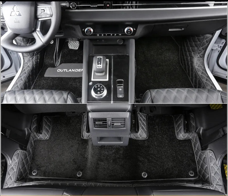 Custom floor mats for 2023 Mitsubishi Outlander five-seat model in black, grey and brown colour options