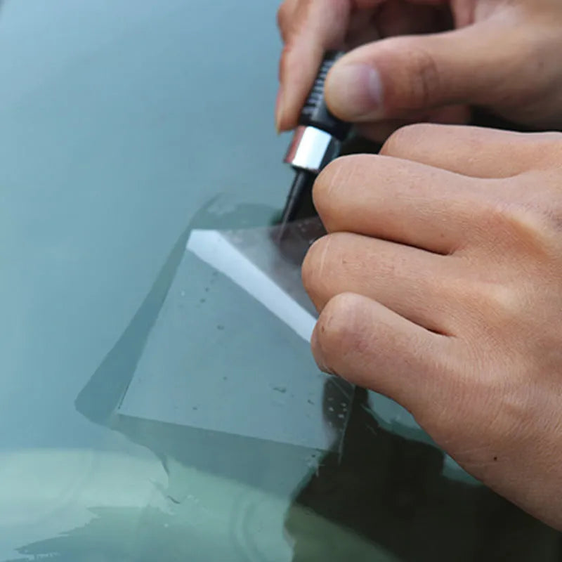 Yellow car glass repair agent tool set for windscreen repair with three components