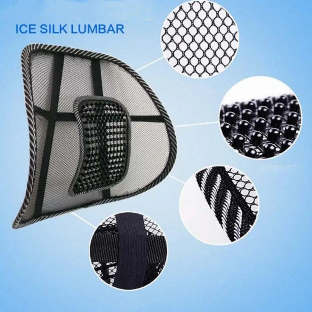 Black polypropylene car lumbar support pillow with Pi Ding waist pattern, 41x39 cm