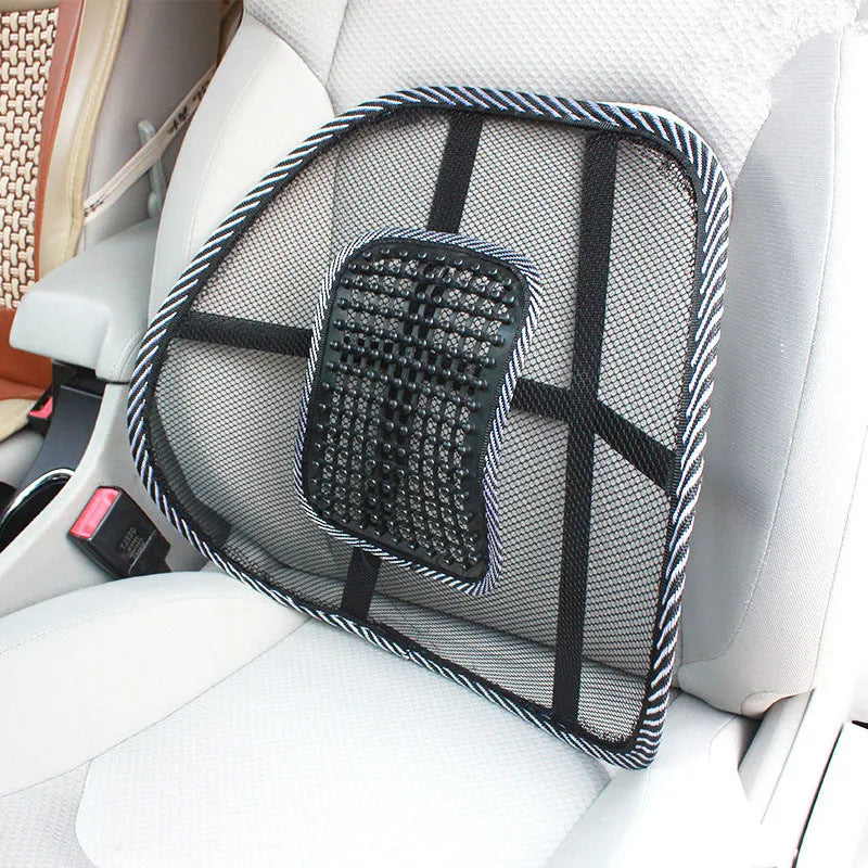 Black polypropylene car lumbar support pillow with Pi Ding waist pattern, 41x39 cm