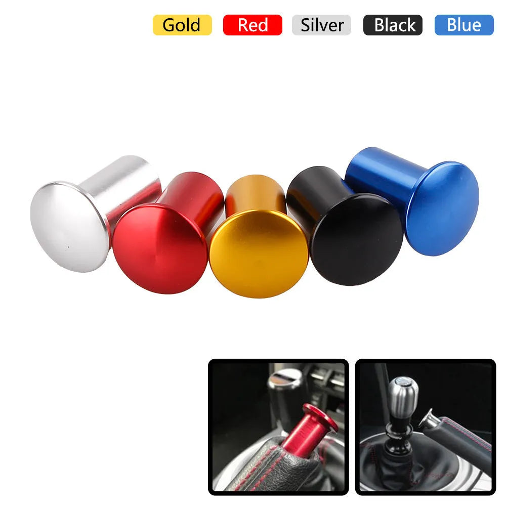 Aluminium alloy handbrake cap for car modification in gold, silver, black, blue, and red colour options.