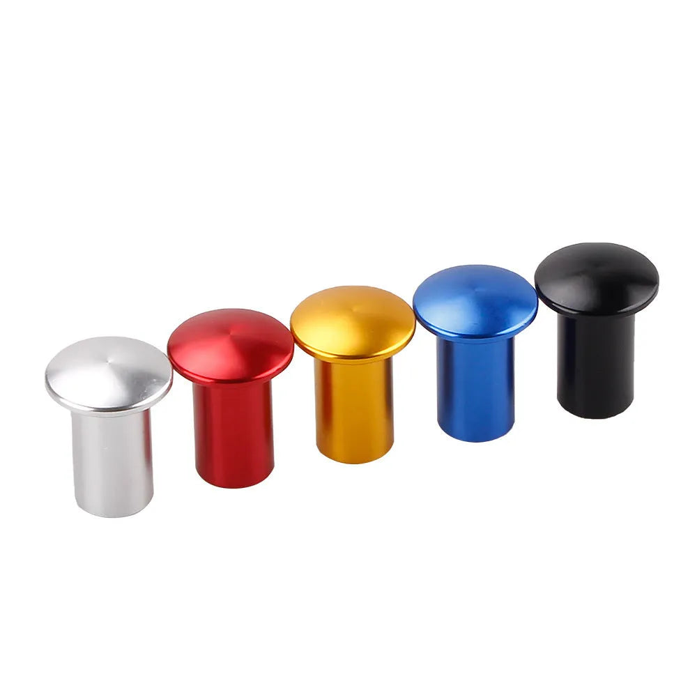 Aluminium alloy handbrake cap for car modification in gold, silver, black, blue, and red colour options.