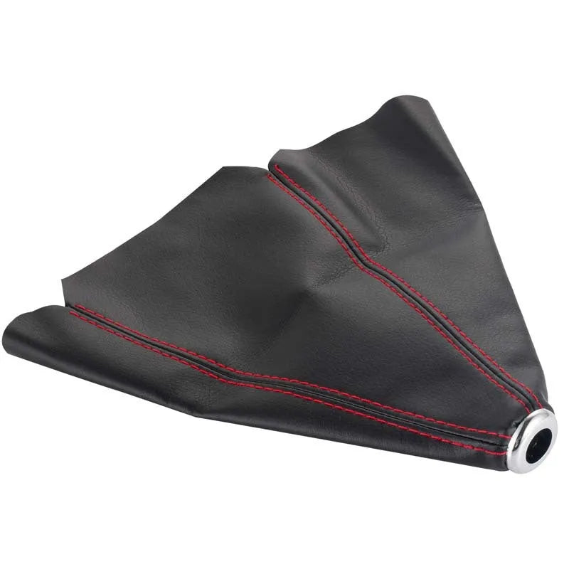 General Motors PU leather gear stick dust cover in black, blue, and red line colour options.
