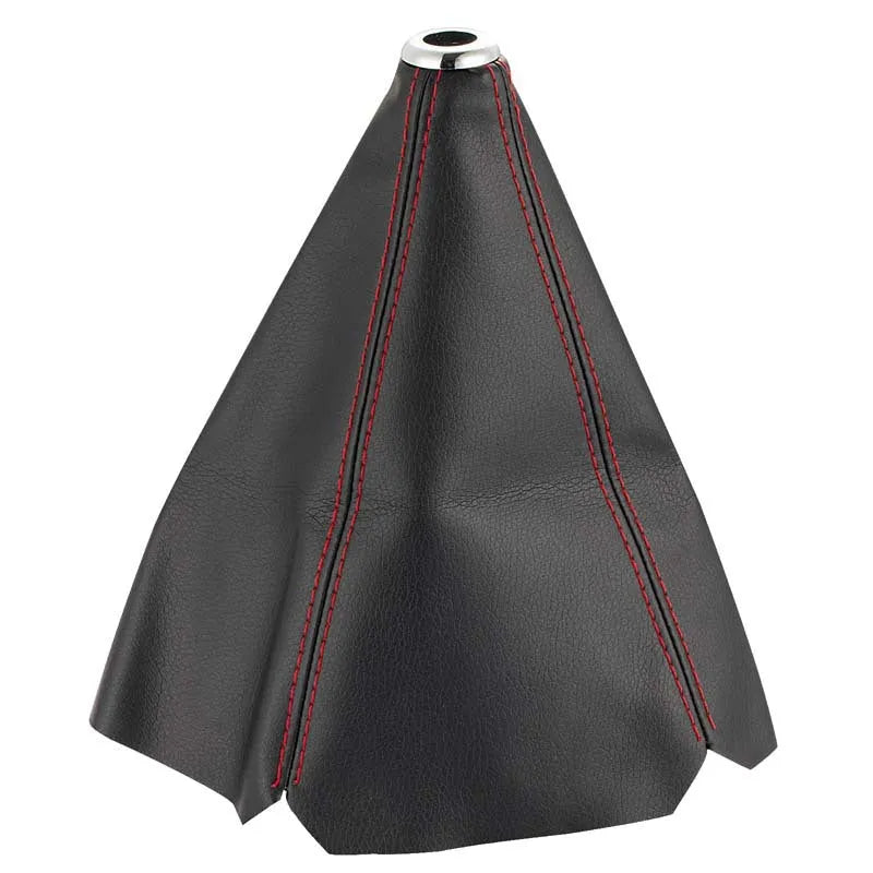 General Motors PU leather gear stick dust cover in black, blue, and red line colour options.
