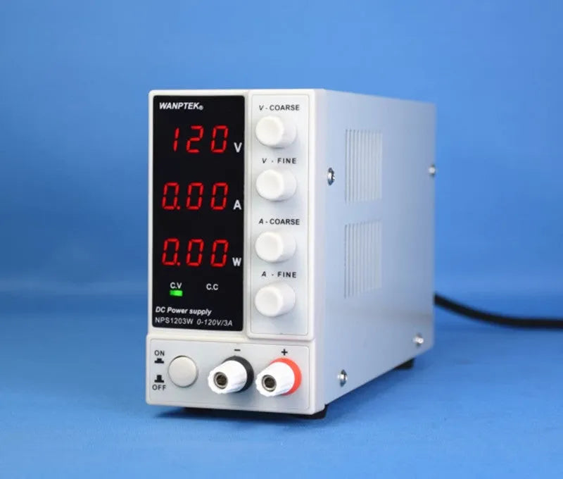 White S605W adjustable DC laboratory power supply with voltage and current controls for electronic repair.