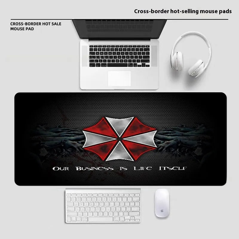 Large diatom ooze mouse pad with printed pattern, non-slip rubber sole, and polyester surface for desk use