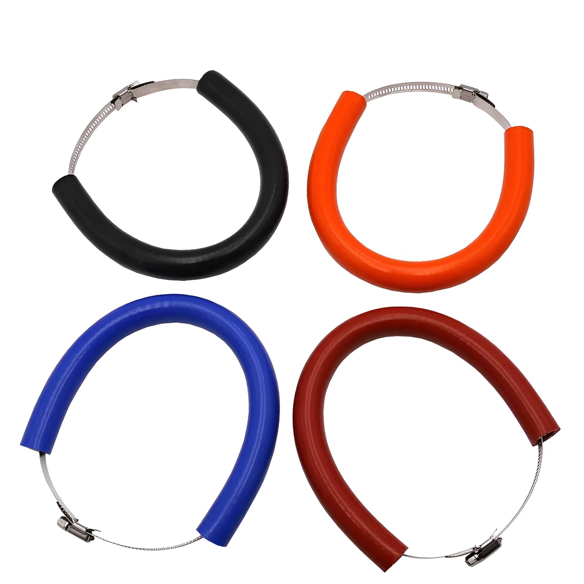 Universal motorcycle exhaust pipe anti-drop gasket in black, blue, and orange colours