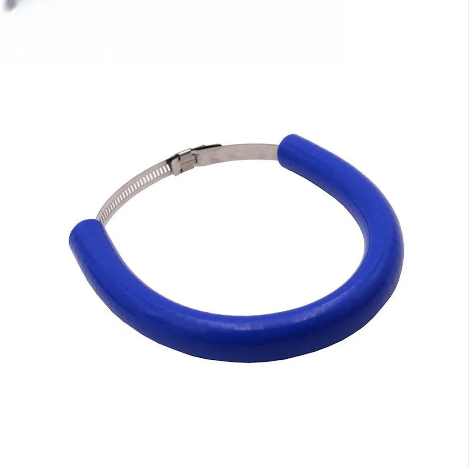 Universal motorcycle exhaust pipe anti-drop gasket in black, blue, and orange colours