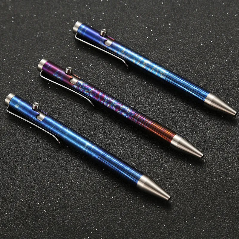 Titanium alloy gun bolt handle ball pen in phantom colour with 122mm length