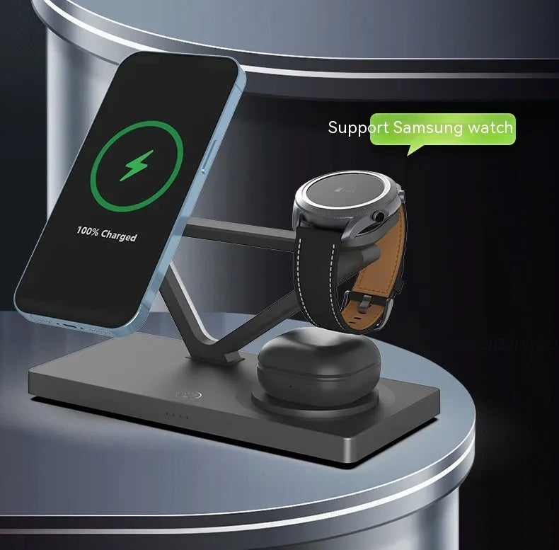 Five-in-one small night lamp wireless charger with magnetic suction bracket in black