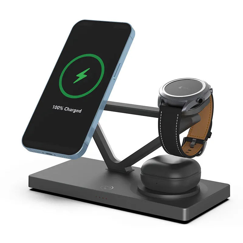 Five-in-one small night lamp wireless charger with magnetic suction bracket in black