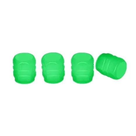 Split design rubber luminous tyre valve cap glowing in green colour for car wheel night safety