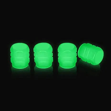 Split design rubber luminous tyre valve cap glowing in green colour for car wheel night safety