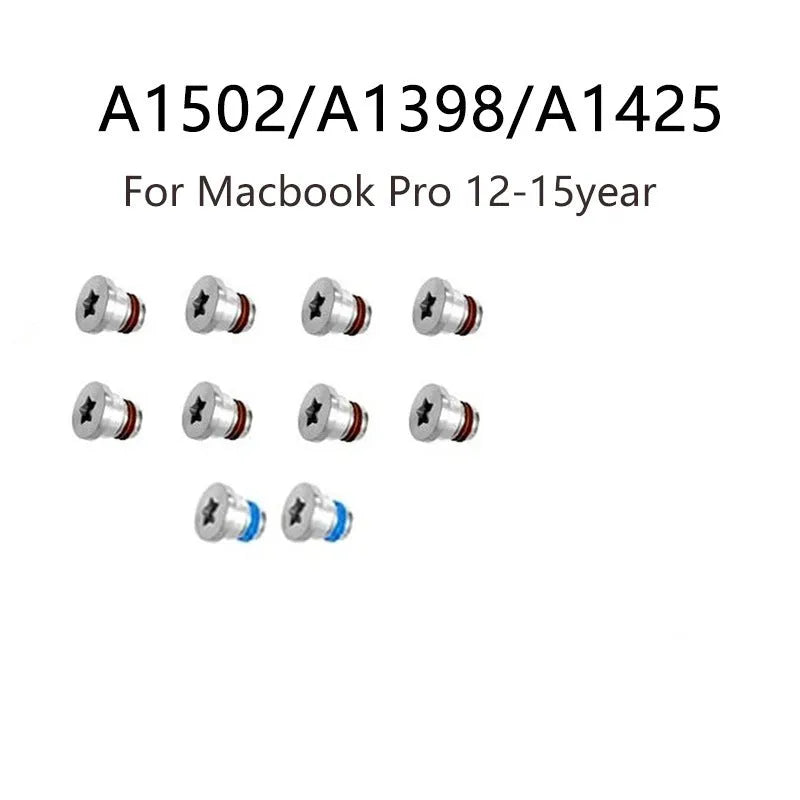 Ten small metal replacement screws for MacBook Pro A1502 A1398 A1425 bottom shell repair.