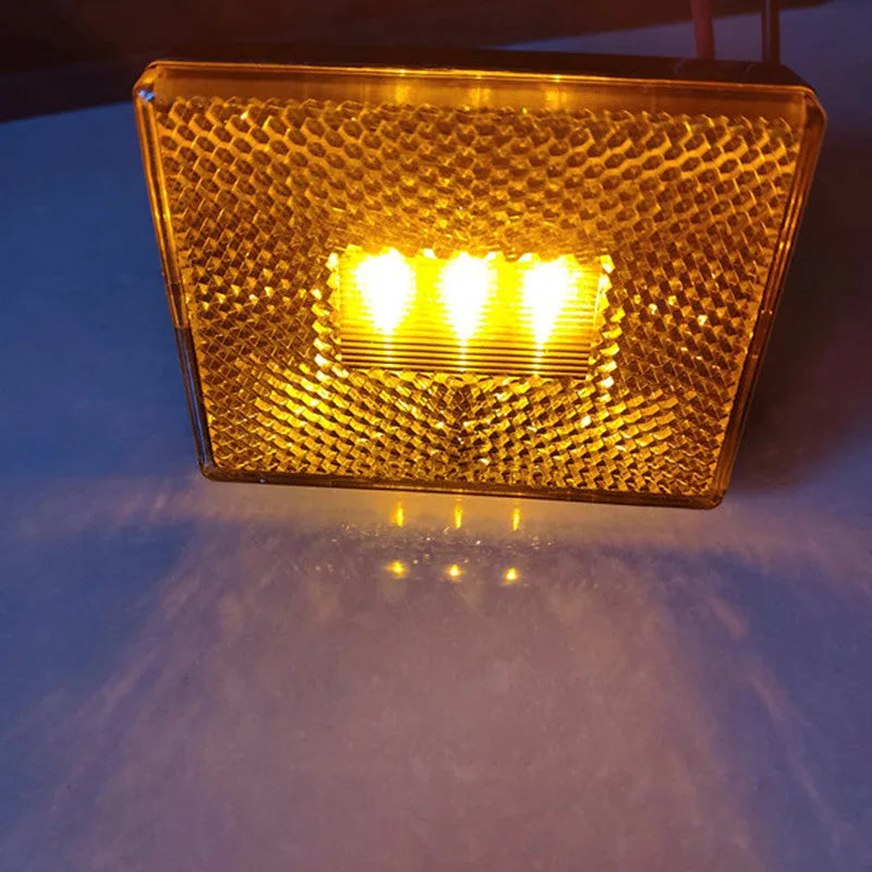 LED trailer side clearance lamp with red lens, UV PC cover, and 19cm cable