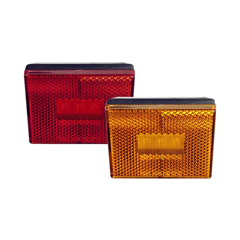 LED trailer side clearance lamp with red lens, UV PC cover, and 19cm cable