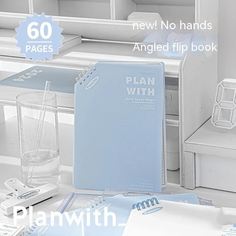 Artsy ins style oblique angle book series student notebook in A5 or B5 size with white or blue cover