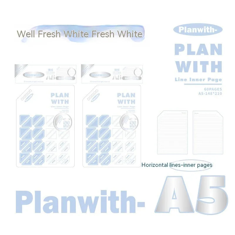 Artsy ins style oblique angle book series student notebook in A5 or B5 size with white or blue cover