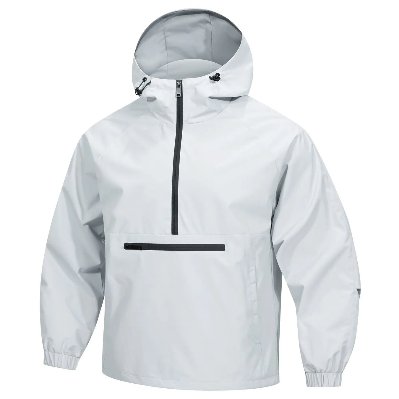 Men's light grey rabbit fur corduroy half-zip hooded Korean-style loose sweater jacket