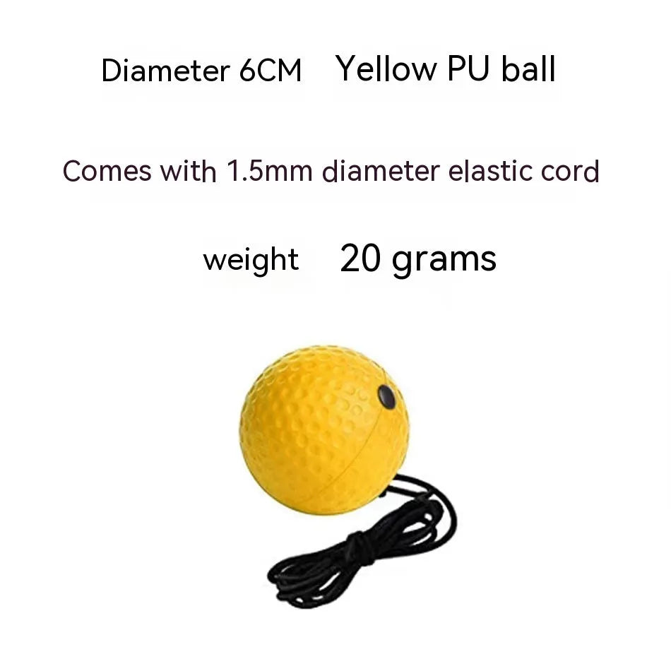 Boxing reaction training kit with headband-mounted balls in various colours including red, black, green, yellow, and fluorescent green options