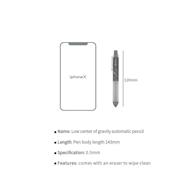 0.5mm automatic pencil with cloud grip in black or white colour with minimalist design