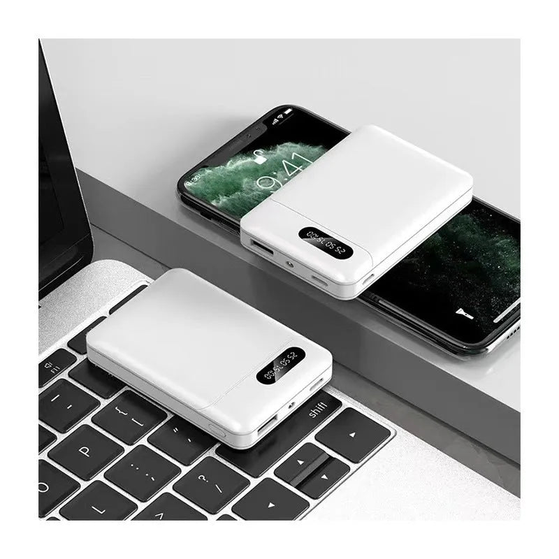 Black or white 10000mAh portable power bank with multiple USB charging ports