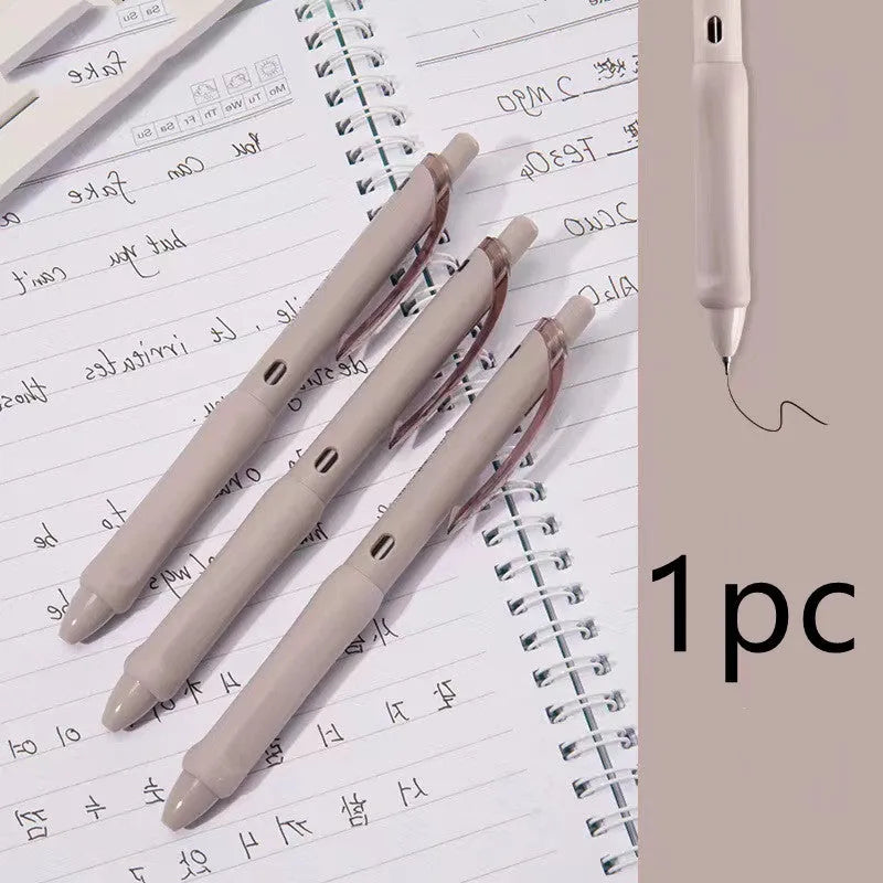 Macaron colour press gel pen with 0.5mm tip shown in Smoked Brown, Smoked Powder, and Smoked White refill options.