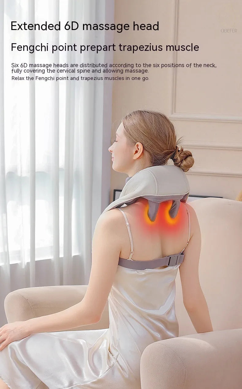 Milky white rechargeable shoulder and neck massager with USB cable