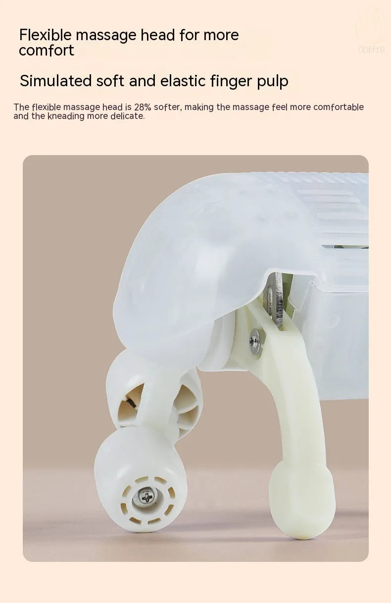 Milky white rechargeable shoulder and neck massager with USB cable