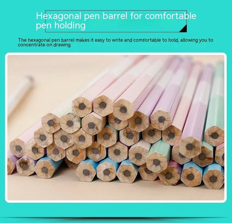 Basswood six-angle thermal transfer pencil with HB refills in 50-piece barrel packaging