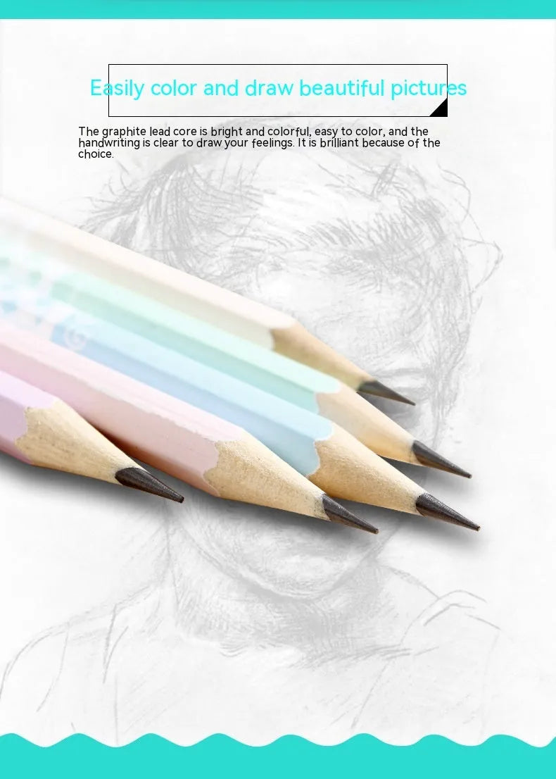 Basswood six-angle thermal transfer pencil with HB refills in 50-piece barrel packaging