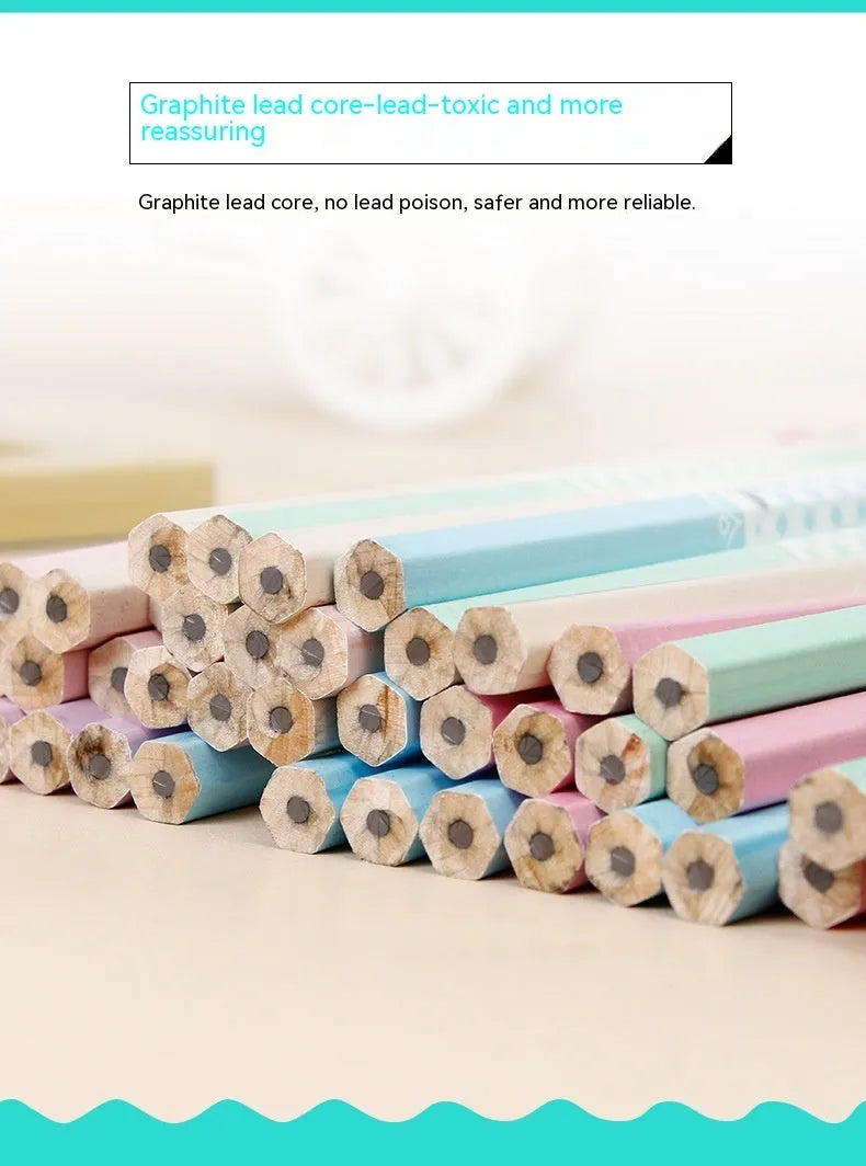 Basswood six-angle thermal transfer pencil with HB refills in 50-piece barrel packaging