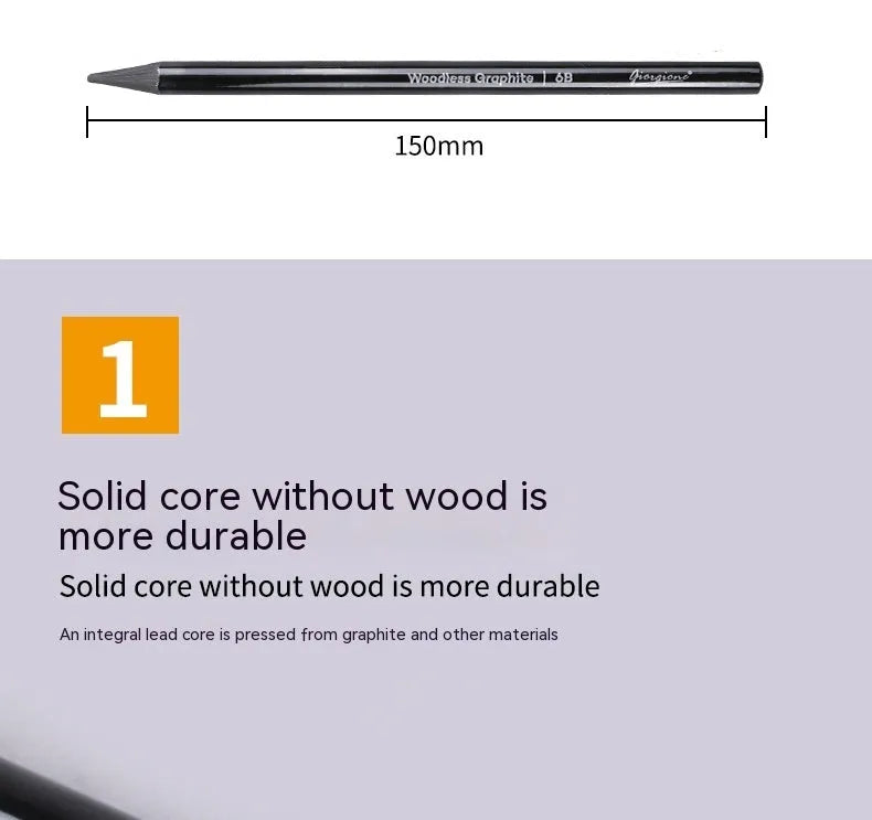 Set of six graphite pencils and three carbonized pencils in wooden casings on suction card packaging.