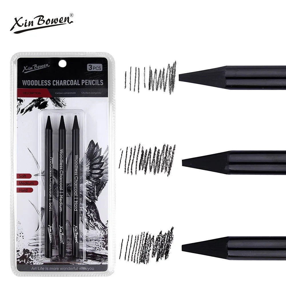 Six graphite sketching pencils with different lead grades in wood-free construction