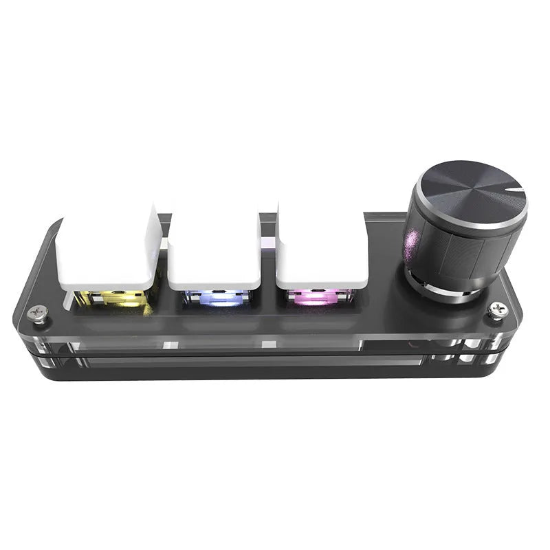Custom mini keyboard with RGB backlighting and copy-paste buttons in black or white