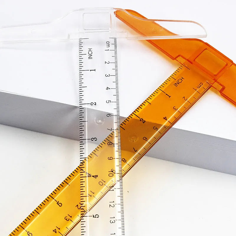 30cm transparent plastic T-square ruler with measurement markings for drafting and design