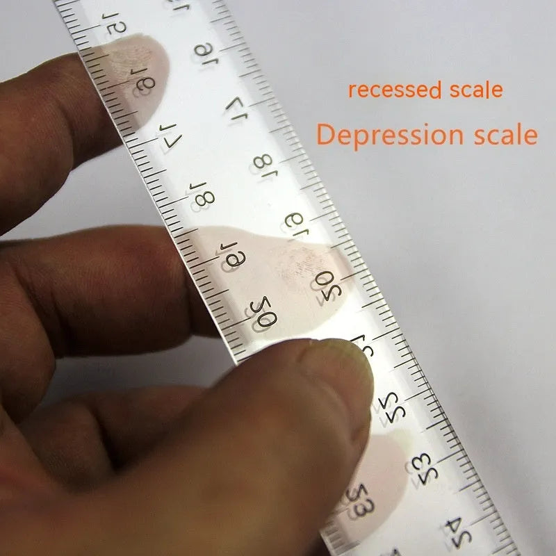 30cm transparent plastic T-square ruler with measurement markings for drafting and design