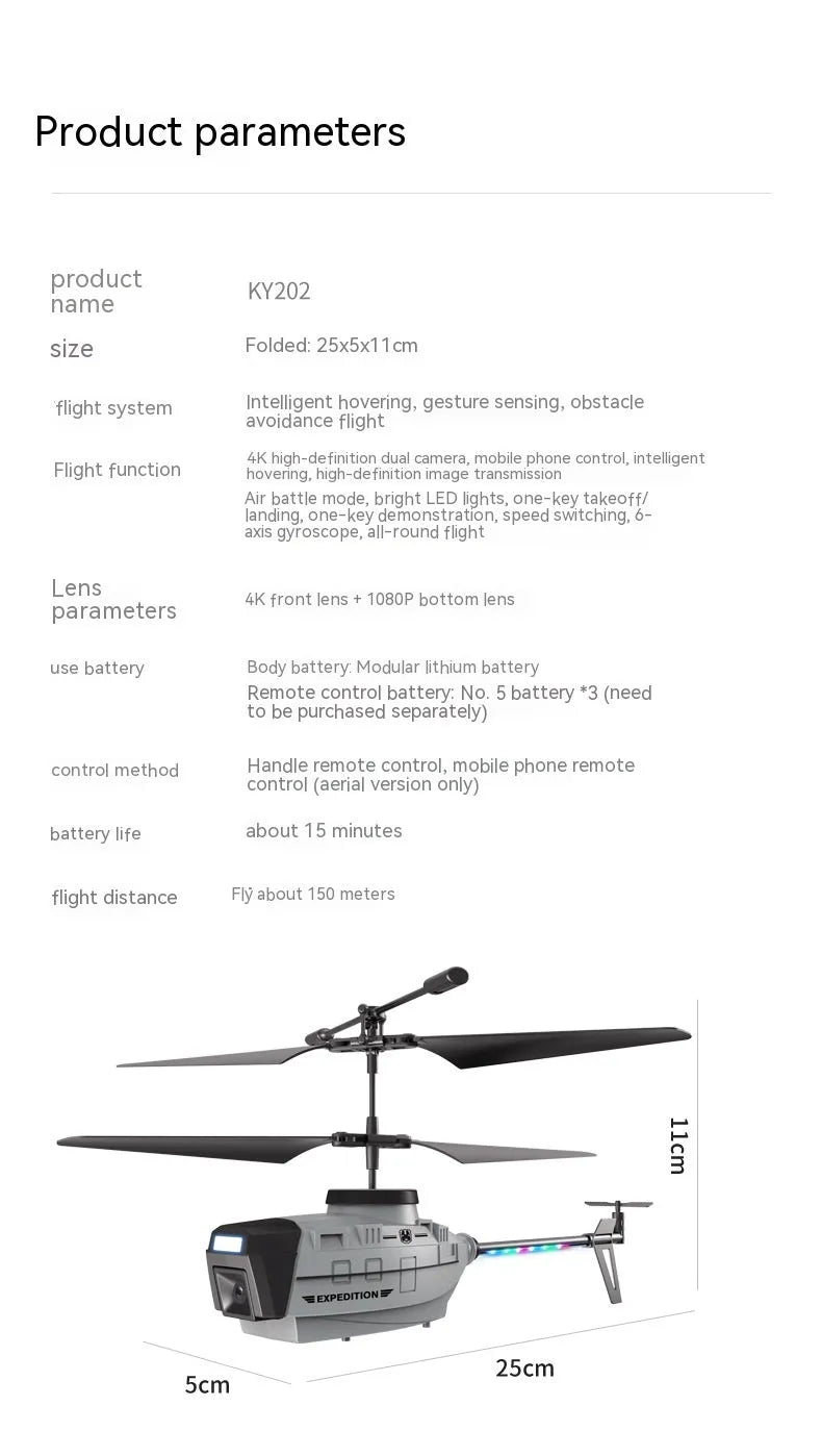 Heifeng reconnaissance UAV induction obstacle avoidance helicopter plastic toy under 30cm gray with coloured lights