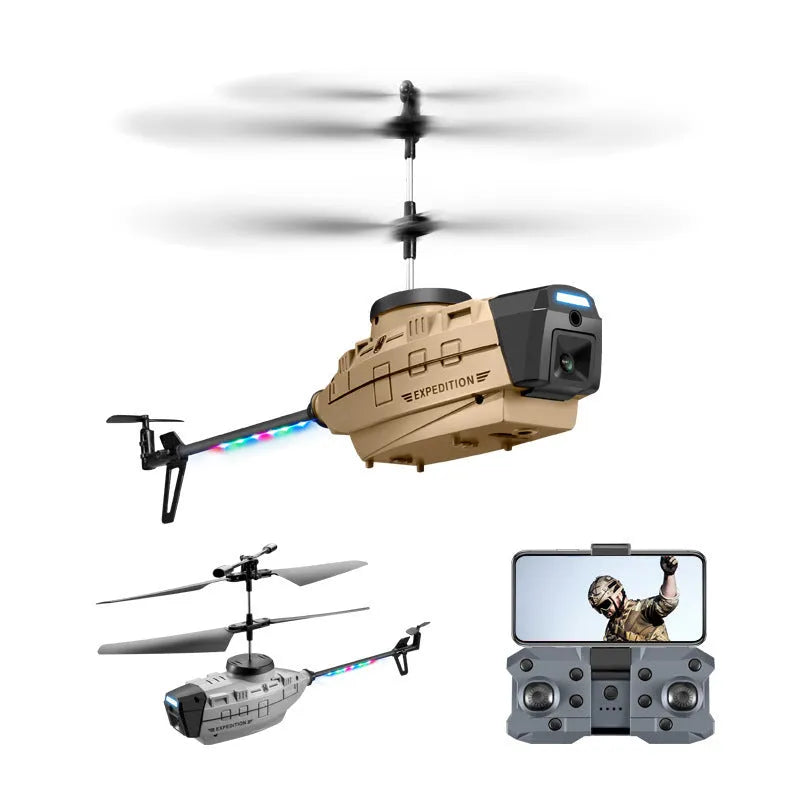 Heifeng reconnaissance UAV induction obstacle avoidance helicopter plastic toy under 30cm gray with coloured lights