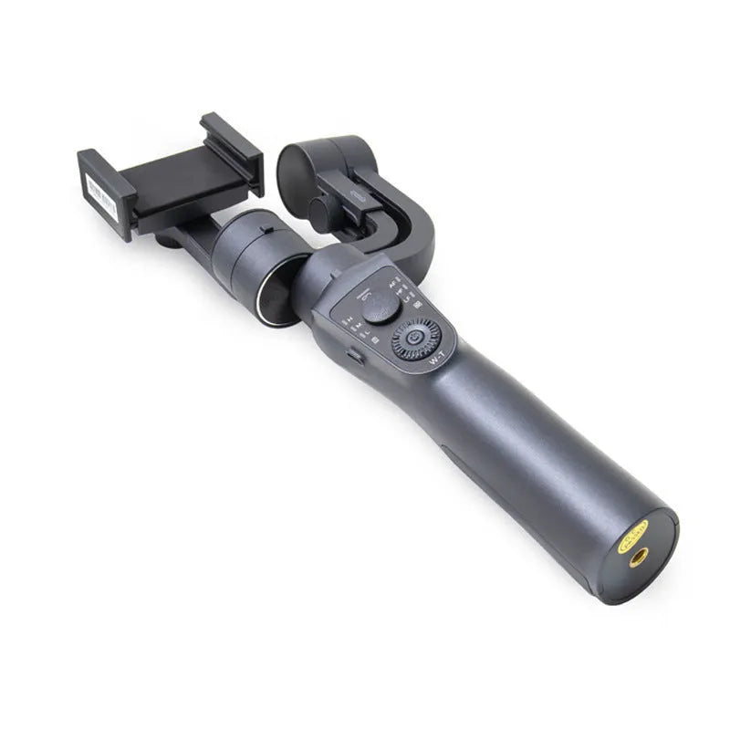 Black three-axis handheld gimbal stabilizer for mobile phones with tripod accessory