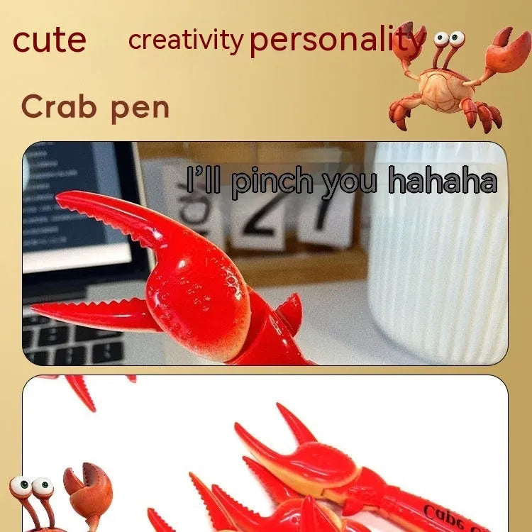 Crab design ballpoint pen with playable pressing can clip mechanism