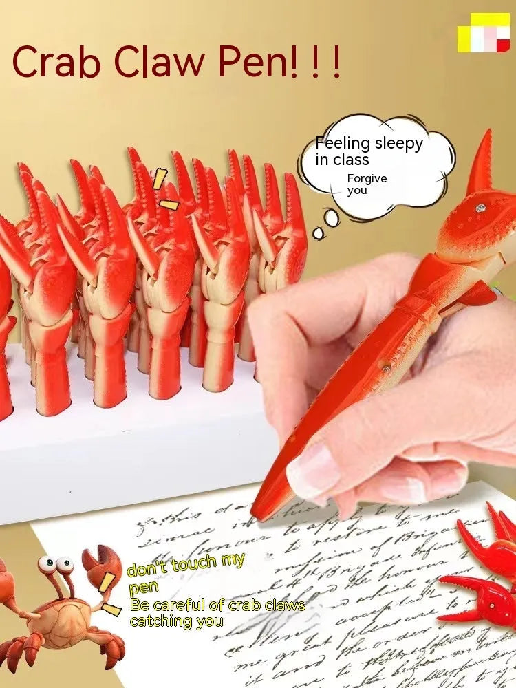 Crab design ballpoint pen with playable pressing can clip mechanism