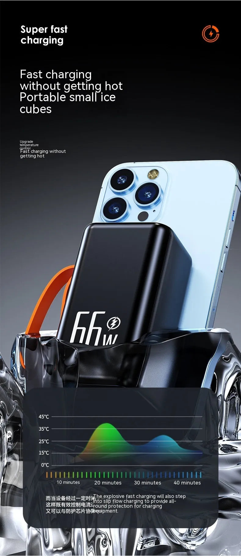 Black and white 20000 mAh fast charge portable power bank with creative design